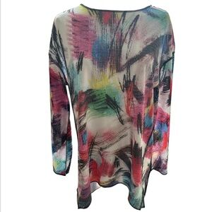 Trisha Tyler Women’s Oversized Long Sleeve Tunic Top Wearable Art Dopamine Small
